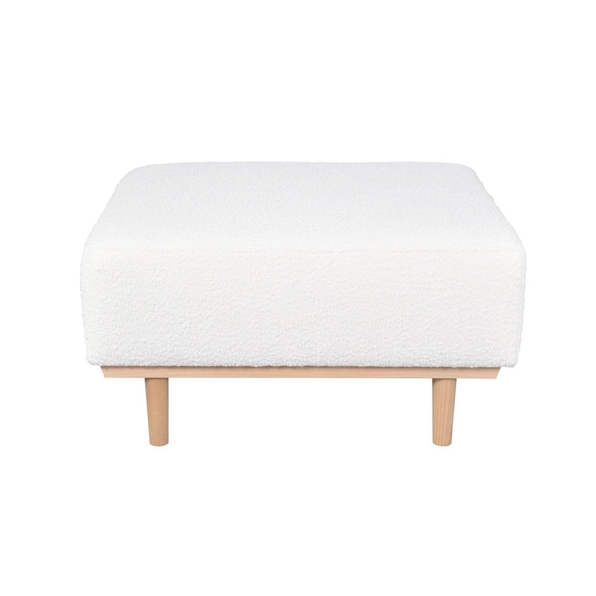 Pouf Repose-pieds HOMCOM - Tissu Effet Laine Bouclée Beige, Pieds En Acier, 42 X 42 X 44 Cm, Pour Salon Ou Chambre