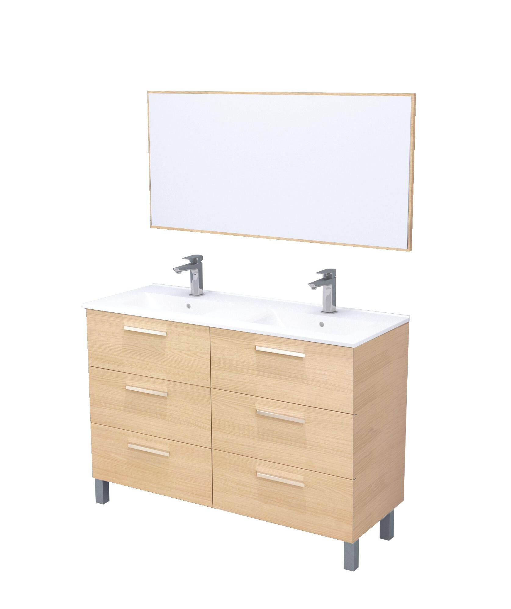 Meuble salle de bain Pallas avec vasque + miroir chêne clair 80cm - ONDEE -  Mr.Bricolage