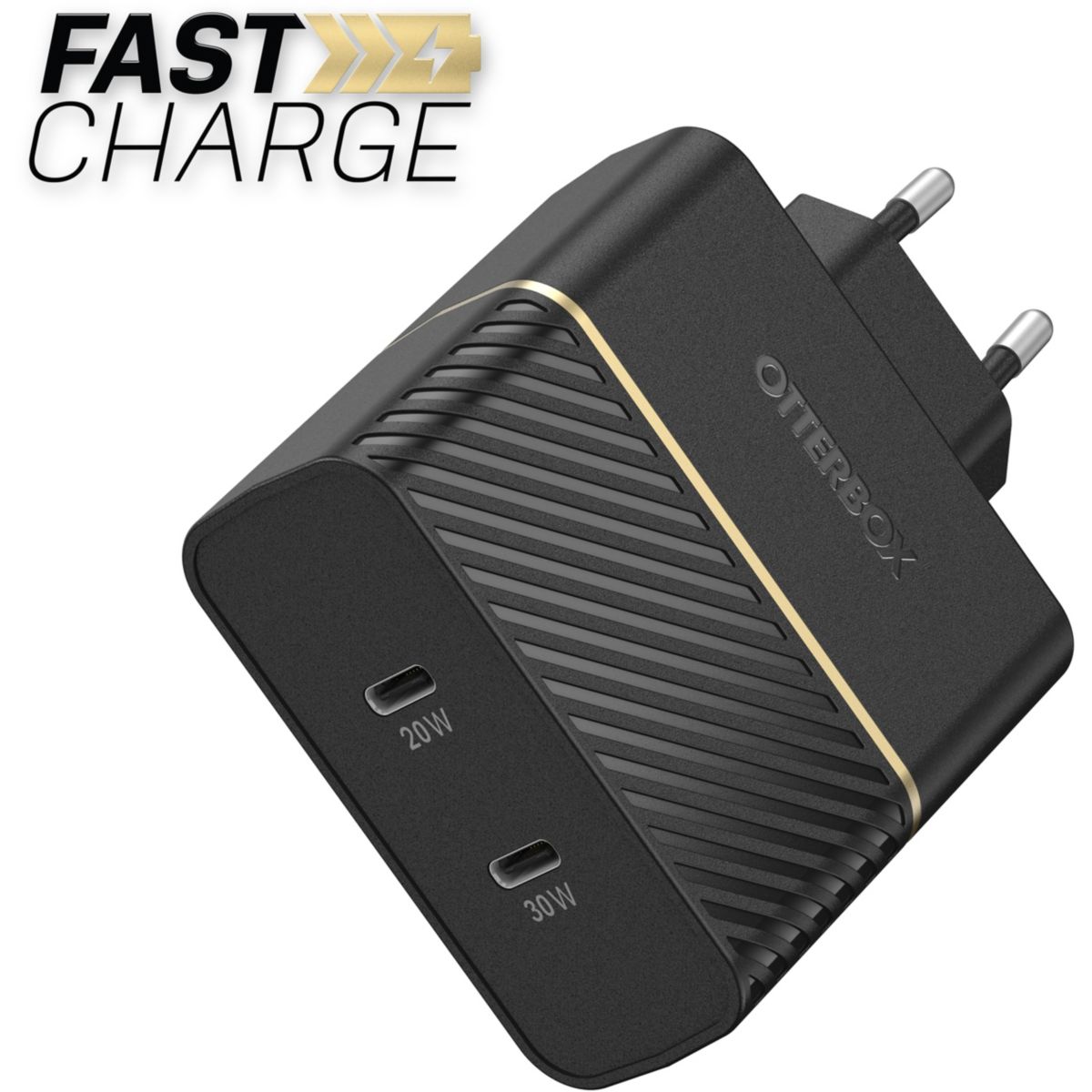 Chargeur USB C OTTERBOX 2 USB-C 30W   20W noir | Leroy Merlin