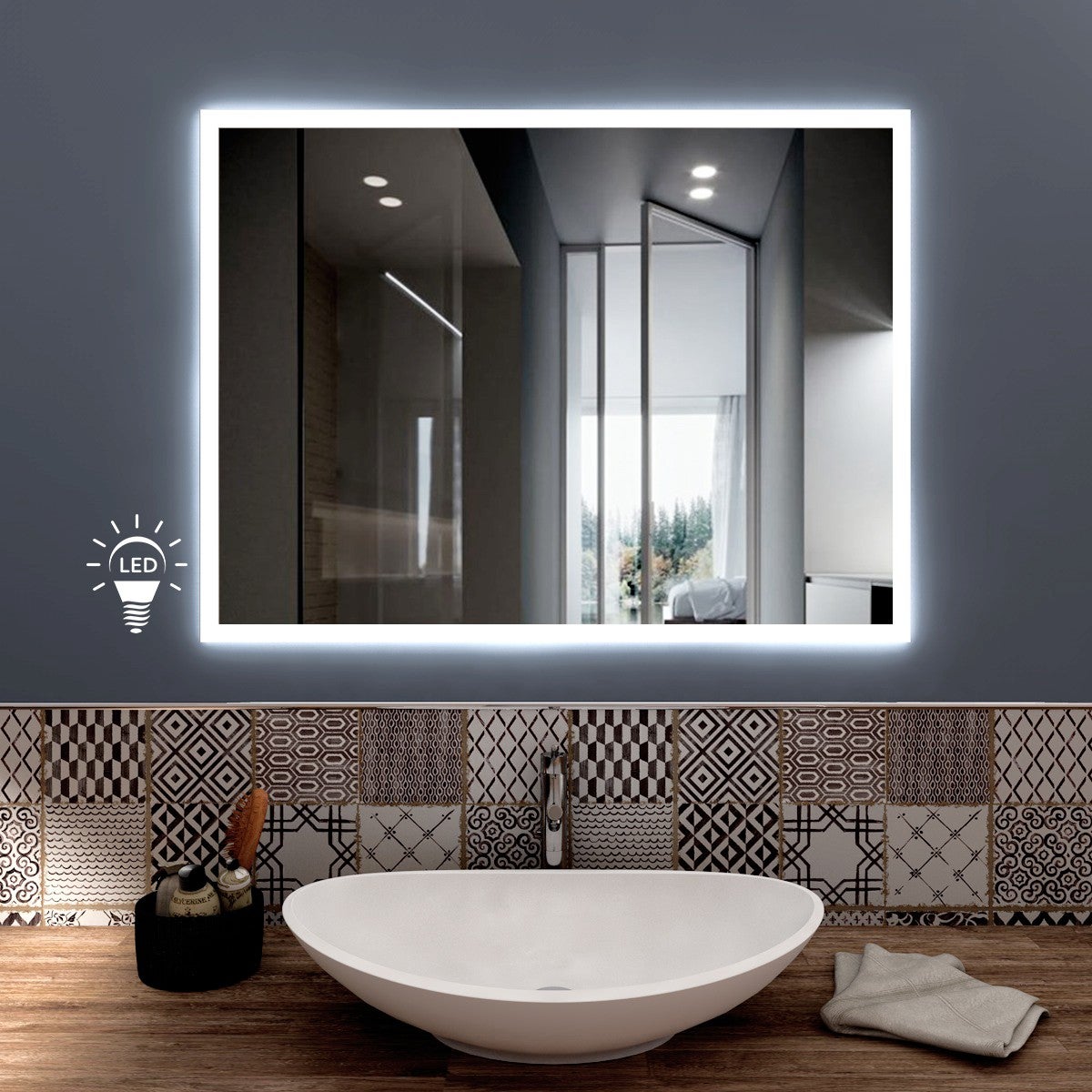 STYLE GLASS Specchio Bagno Rotondo BUBBLE DA 70 cm, Specchio Parete Made in  Italy, Telaio in Lamiera, Kit Fissaggio Murale Incluso