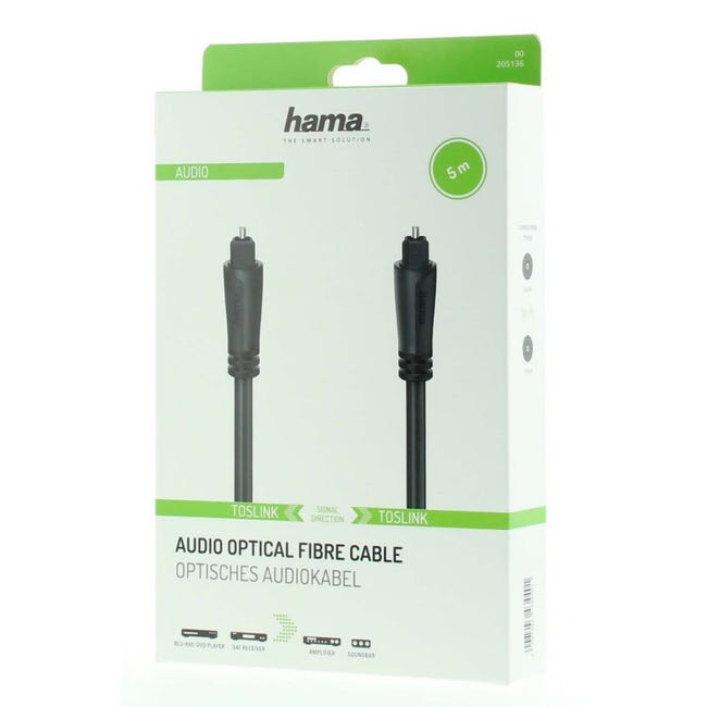 Câble optique HAMA Optique audio fiche ODT 5M Noir
