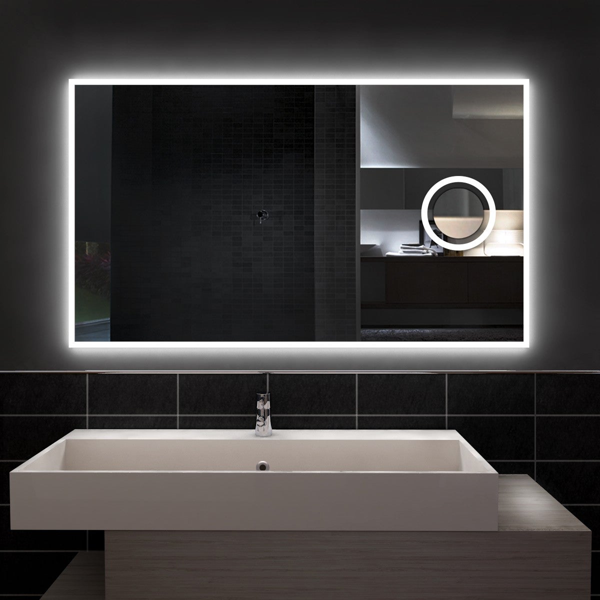 STYLE GLASS Specchio Bagno Rettangolare Babel 60x80cm, Made in Italy,  Telaio in PVC e Squadrette in Lamiera, Kit Fissaggio Murale Incluso