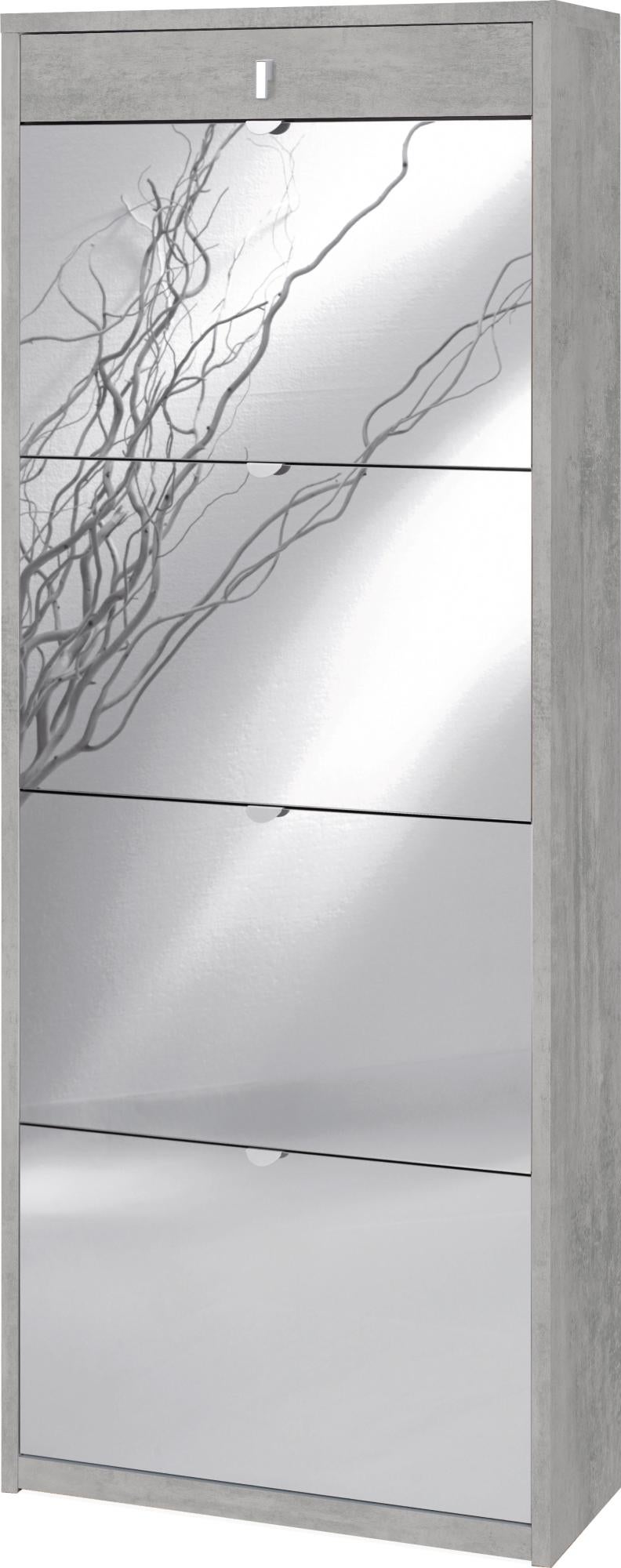Scarpiera Con Quattro Ante A Specchio E Un Cassetto Bianco Cenere 63x29x H164 Cm 82053549