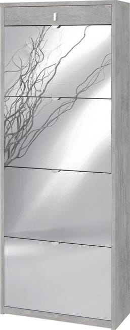 Scarpiera Con Quattro Ante A Specchio E Un Cassetto Bianco Cenere 63x29x H164 Cm 82053549 Scarpiera Con Quattro Ante A Specchio E Un Cassetto Bianco Cenere 63x29x H164 Cm 82053549