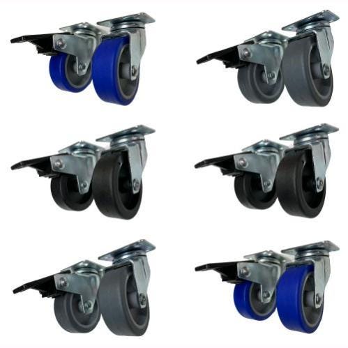 4 Ruote Piroettanti Trasparenti 75mm - Poliuretano, Portata 40kg, 2 Con Freni, Per Mobili - Foto 5