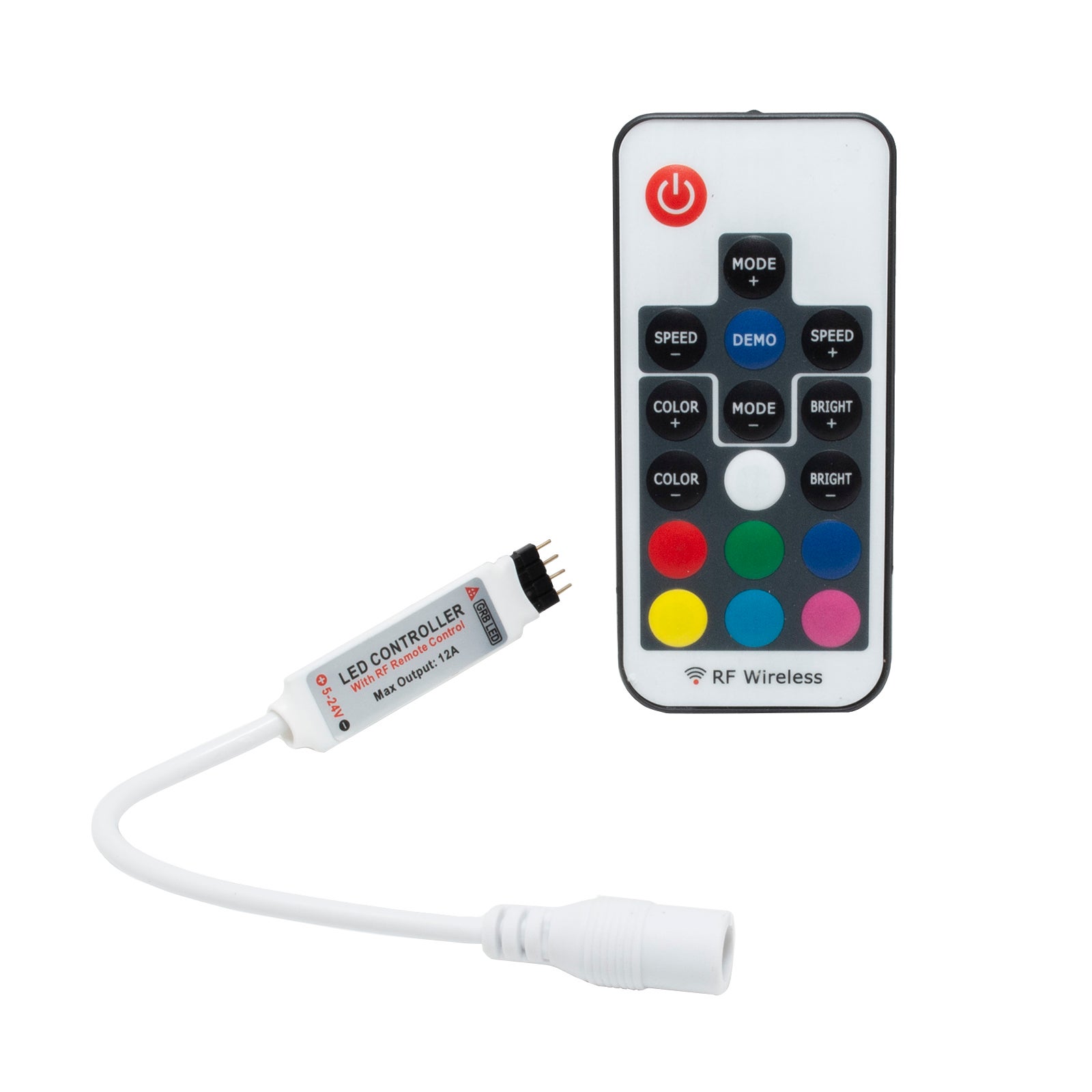 Centralina mini controller dimmer RGB 12V 24V 6A effetti luce colorata per  strip strisce LED con telecomando RF