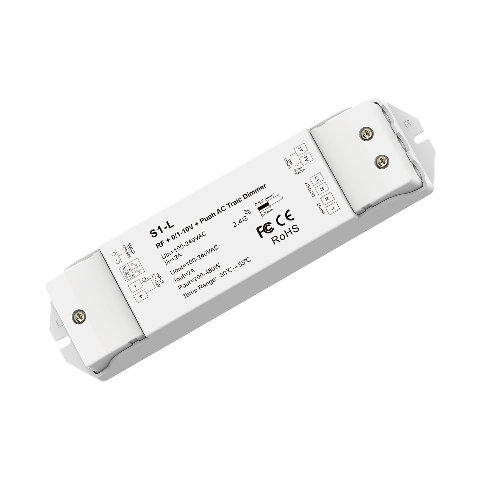 Sys-One RF 2.4GHz/Push dimmer per lampadine/trasformatori a LED dimmerabili  a 230V, 200VA