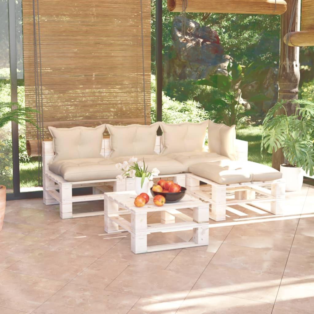 VidaXL Muebles de jardín de palets 5 pzas con cojines madera de pino