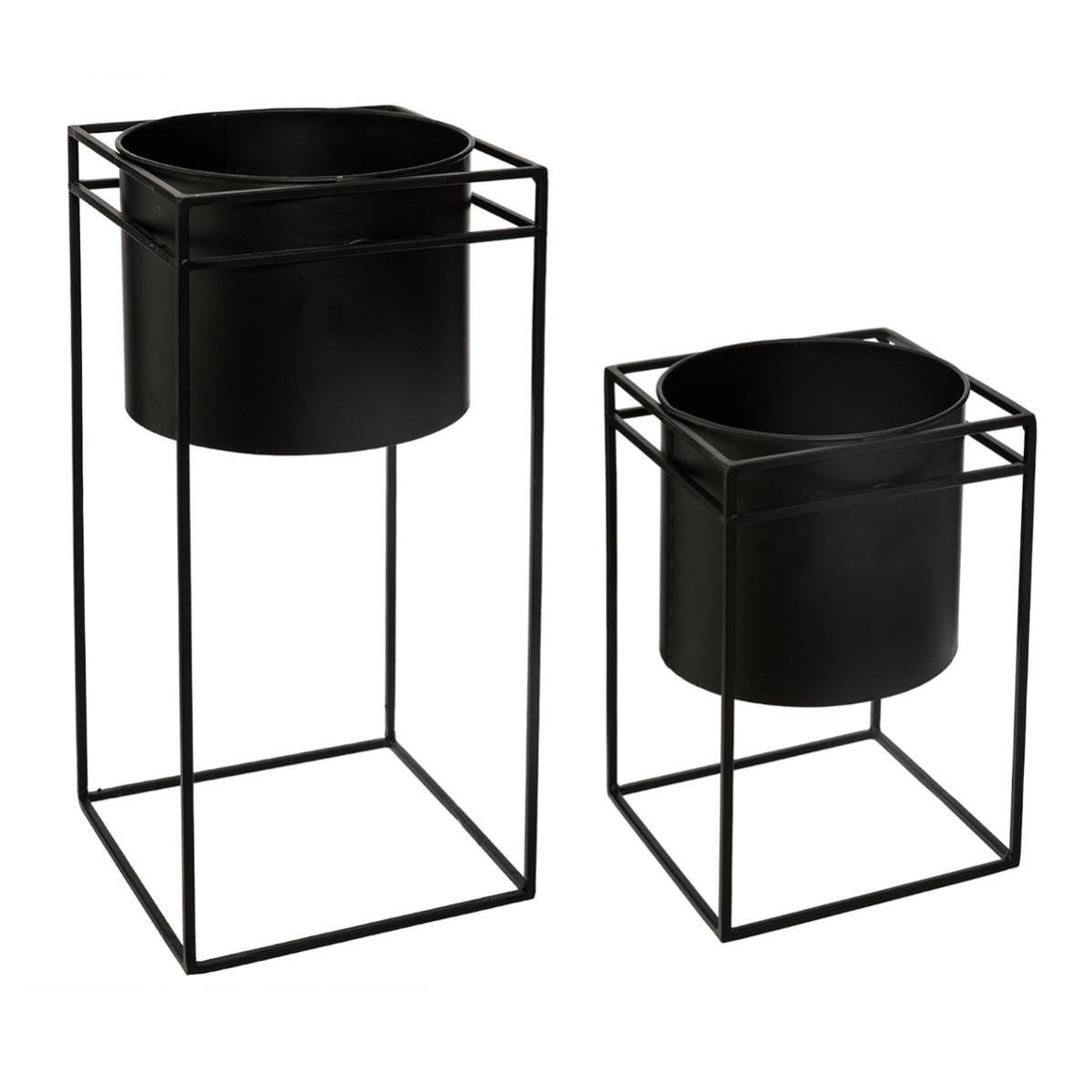 Pot De Fleur Atmosphera En Zinc - Gris Rétro - D48cm - Avec Poignée Jute - Déco Vintage Extérieur