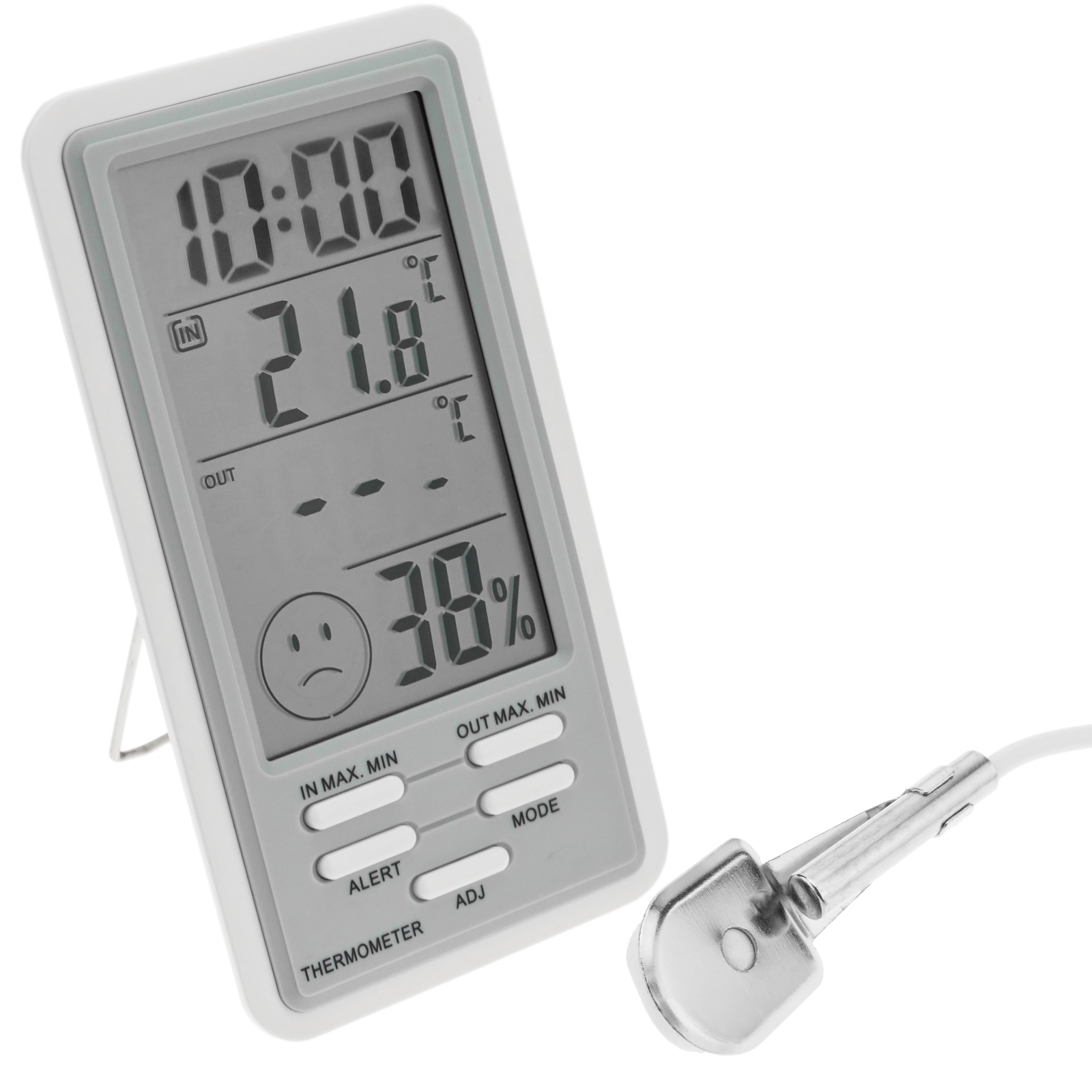 LCD digitale Termometro Igrometro tester di umidita e temperatura w Wired con sensore esterno bianco SODIAL R