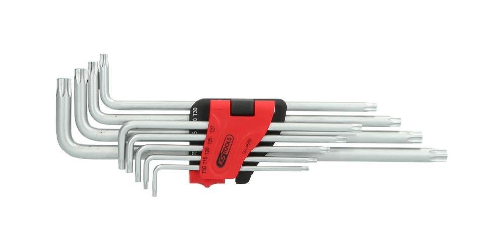 Chiave Torx Lunga KS Tools 151.2401 | Testa Sferica T10 | Acciaio Temprato Cromato Opaco | Angolata Per Viti In Zone Difficili