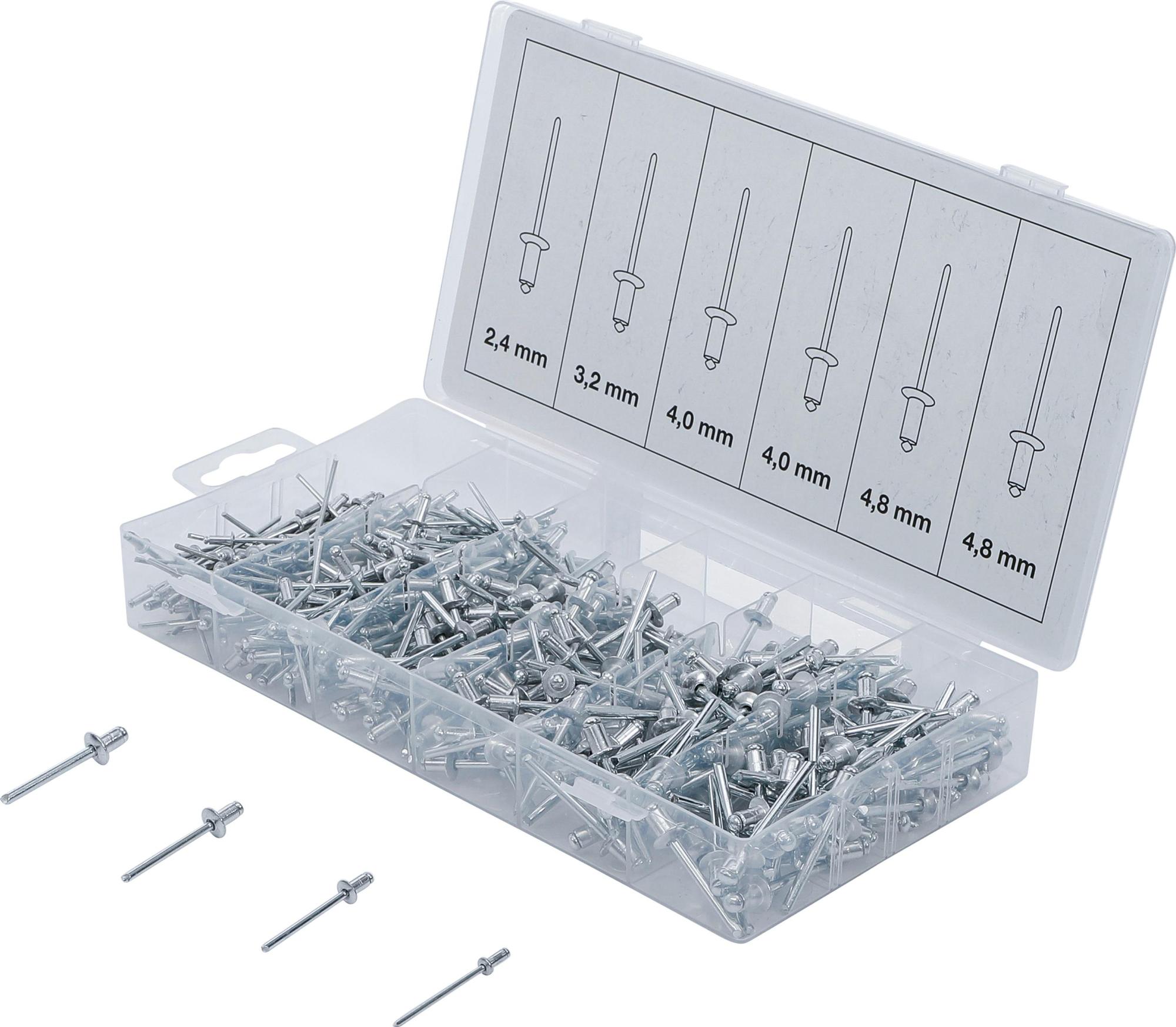 BGS technic Assortiment de rivets pop aluminium 2,4 4,8 mm