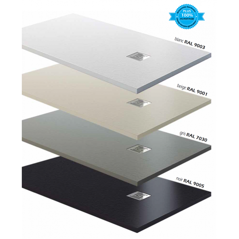 Receveur De Douche Extra Plat En Charge Minérale 120x90 Cm Gris Ardesia