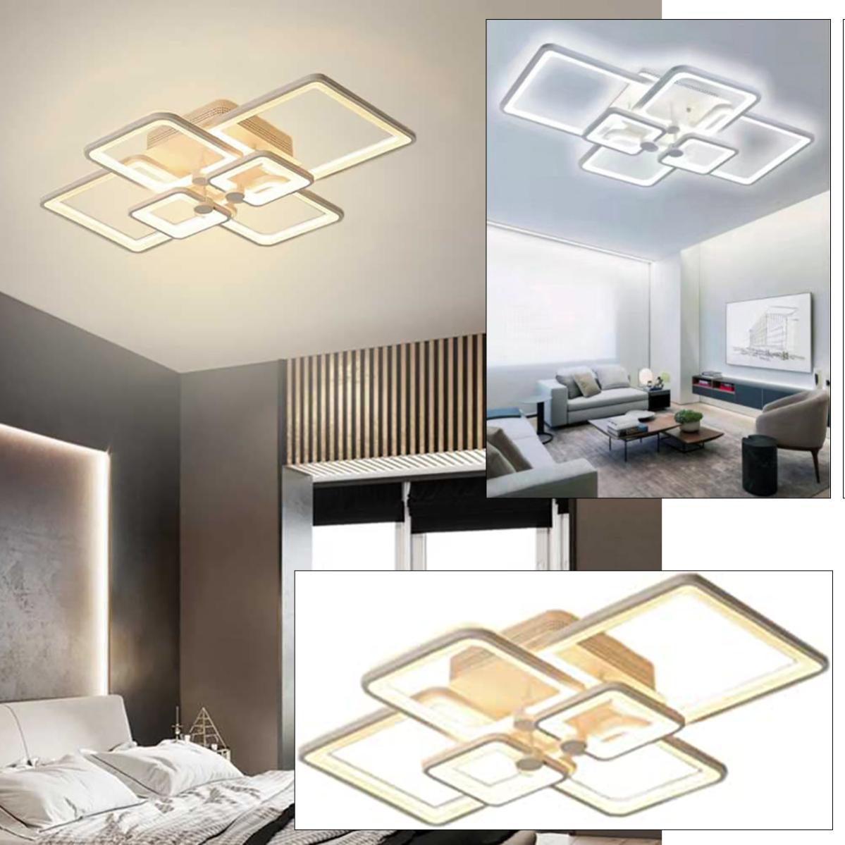 NETTLIFE Plafoniera LED Moderna Quadrata 32W Nero Oro Dimmerabile con Telecomando Lampada da