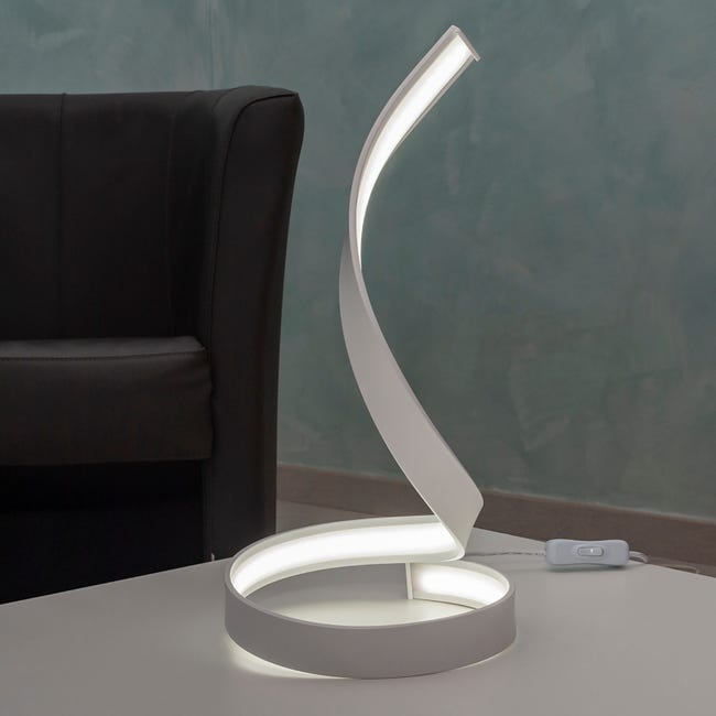 Lampada moderna curva stilizzata luce da tavolo scrivania illuminazione  ufficio LED 12W lume moderno comodino 230V 6000K FREDDO