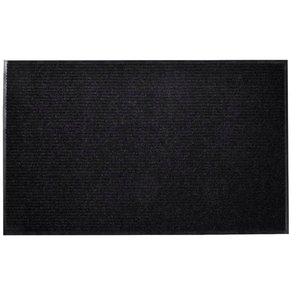 Relaxdays Paillasson gris chiné tapis d’entrée couloir intérieur extra plat  mince 60 x 90 cm, noir-gris