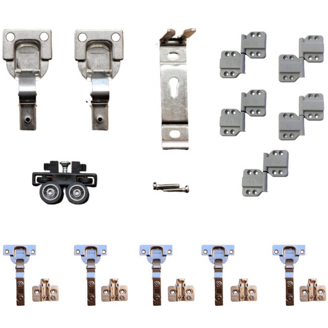 Evo - 1 Par de Puertas - Kit de herrajes para puertas correderas plegables  de muebles - Mecanismo amortiguado para puertas plegables de muebles