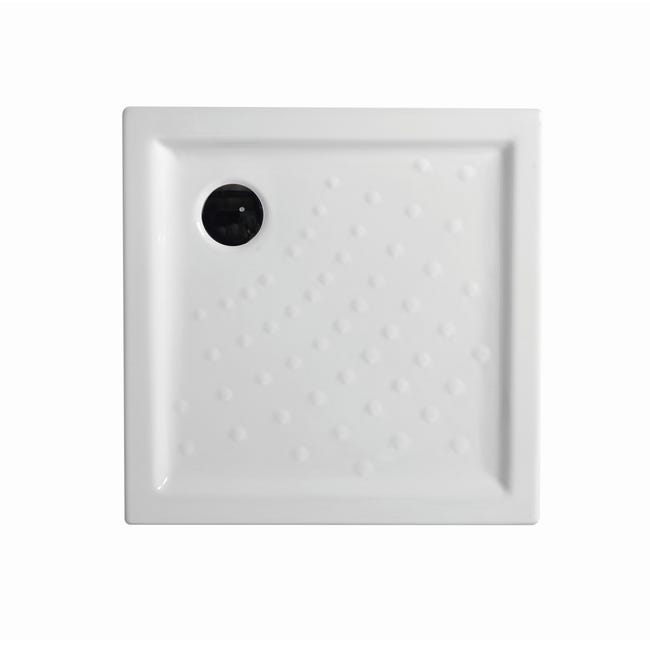 Plato de ducha de cerámica blanca 80x80 con antideslizante integrado