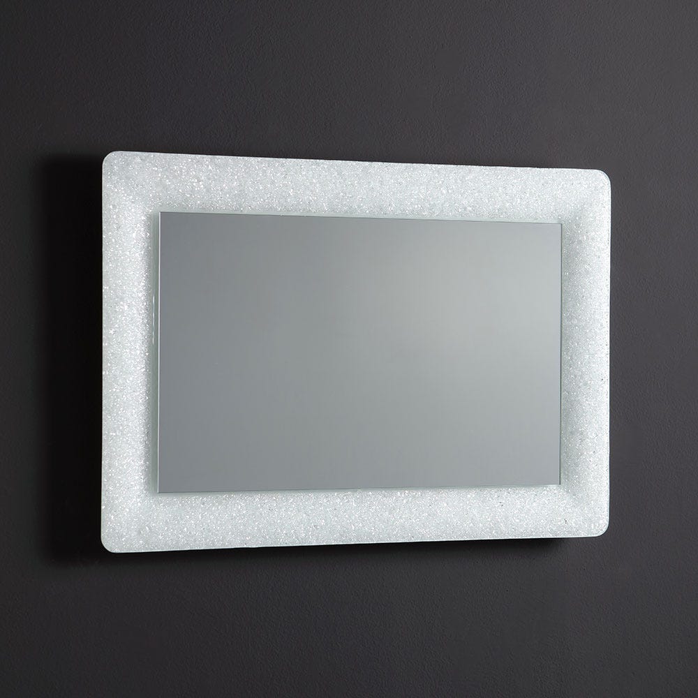 Specchio con cornice decorativa gigli bianca