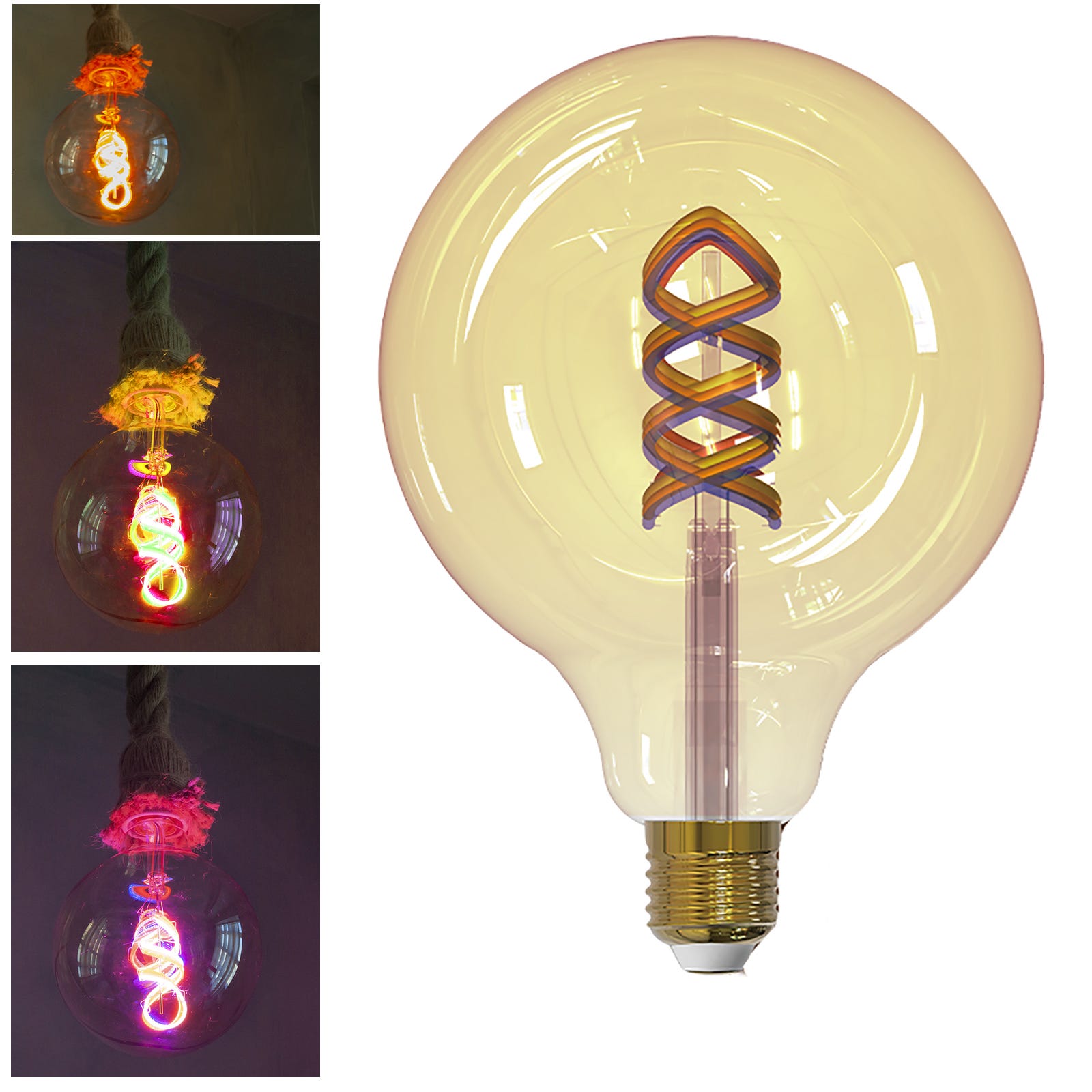 Lampe décorative SMART WiFi LED RGB 1800K amber verre E27 5W dimmable pear  light vintage pub tavern Alexa Google
