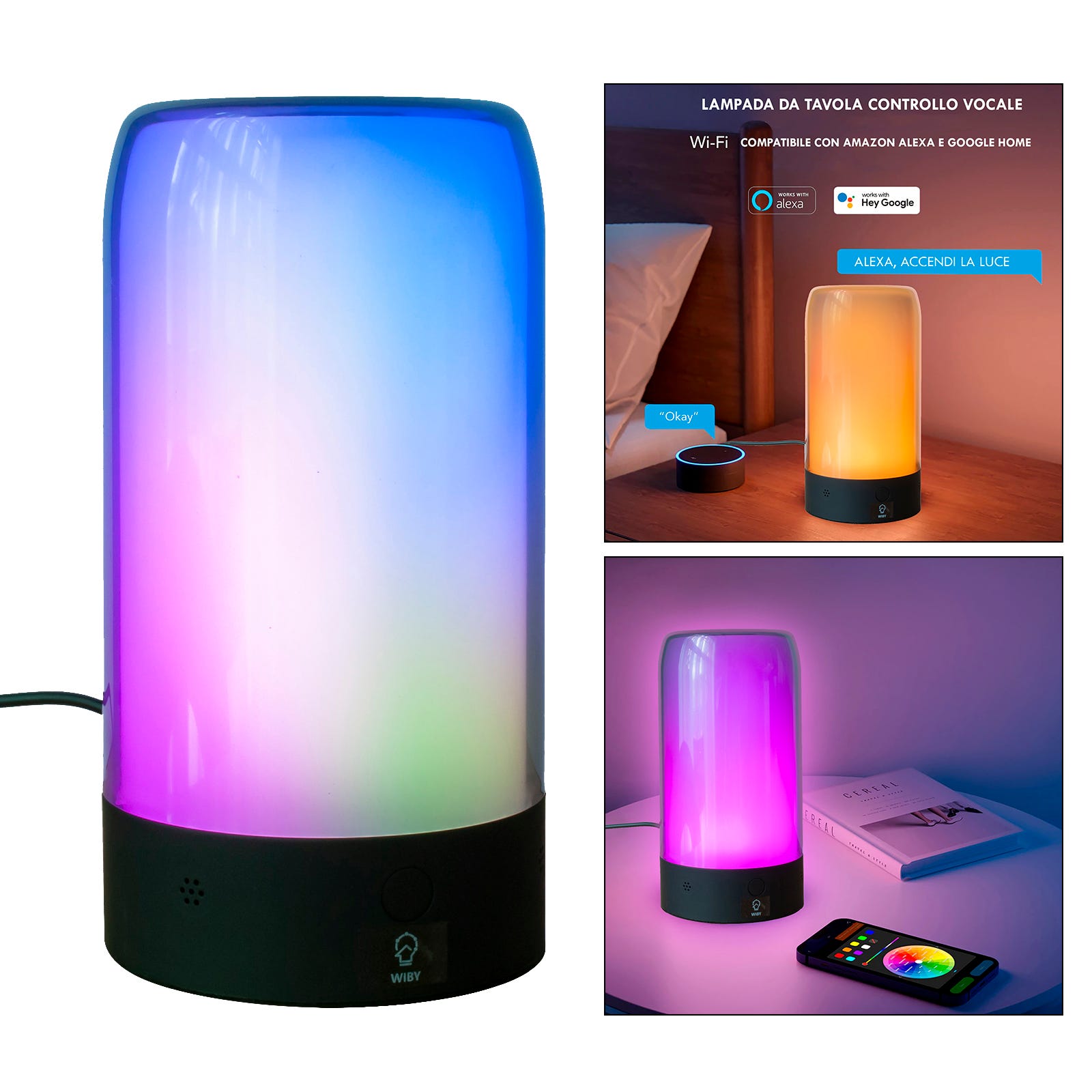 Lámpara LED SMART WiFi mesa de escritorio RGB luz multicolor táctil  ambiente ambiente dormitorio junto a la cama control de voz APP Alexa  Google