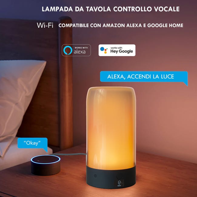 Lampada LED SMART WiFi tavolo scrivania RGB multicolore luce touch ambiente  atmosfera cameretta comodino controllo vocale APP Alexa Google