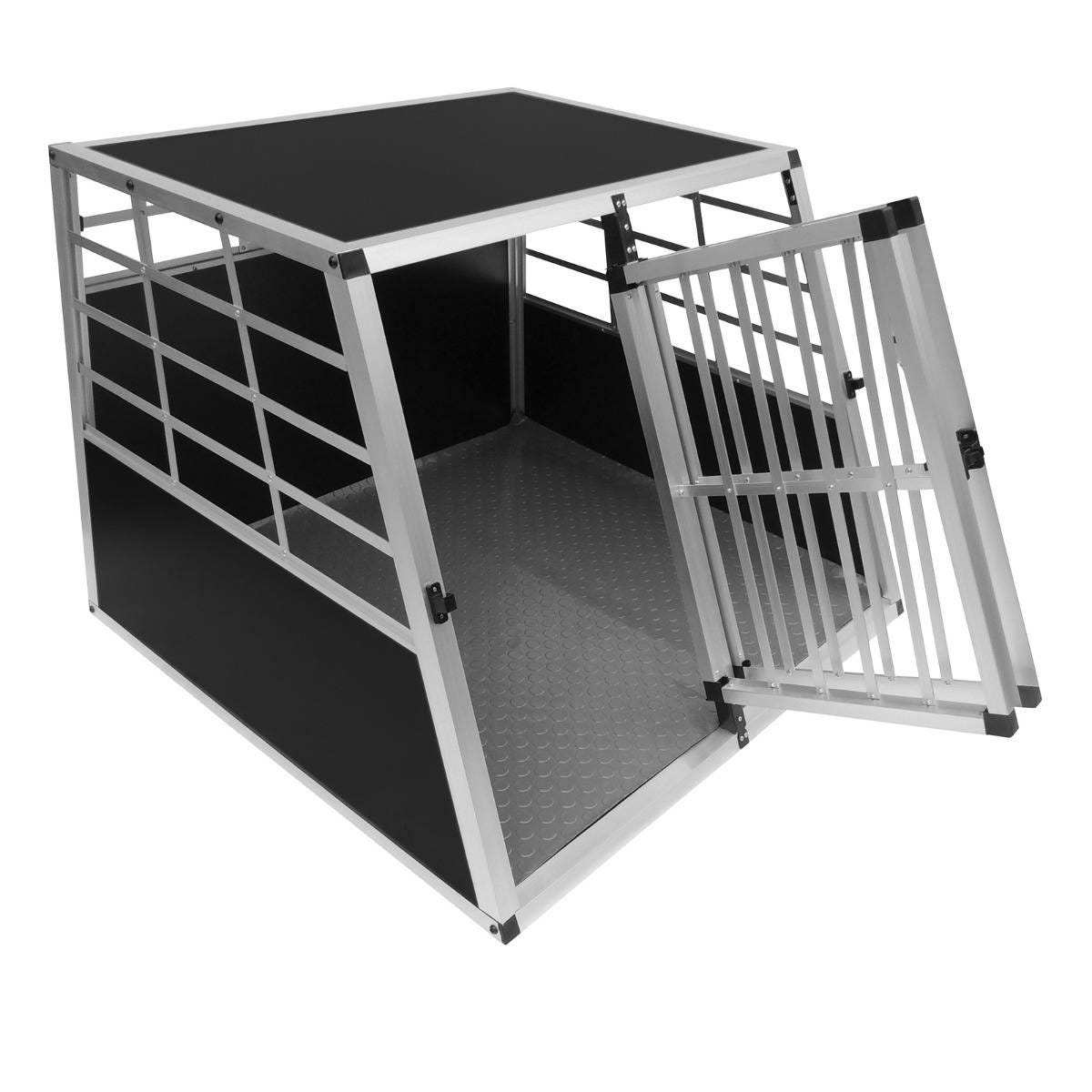Cage de Transport en Aluminium pour Animaux Format Large Chien Chat Lapin -  90 x 97 x 69 cm - Trapèze - 2 Portes