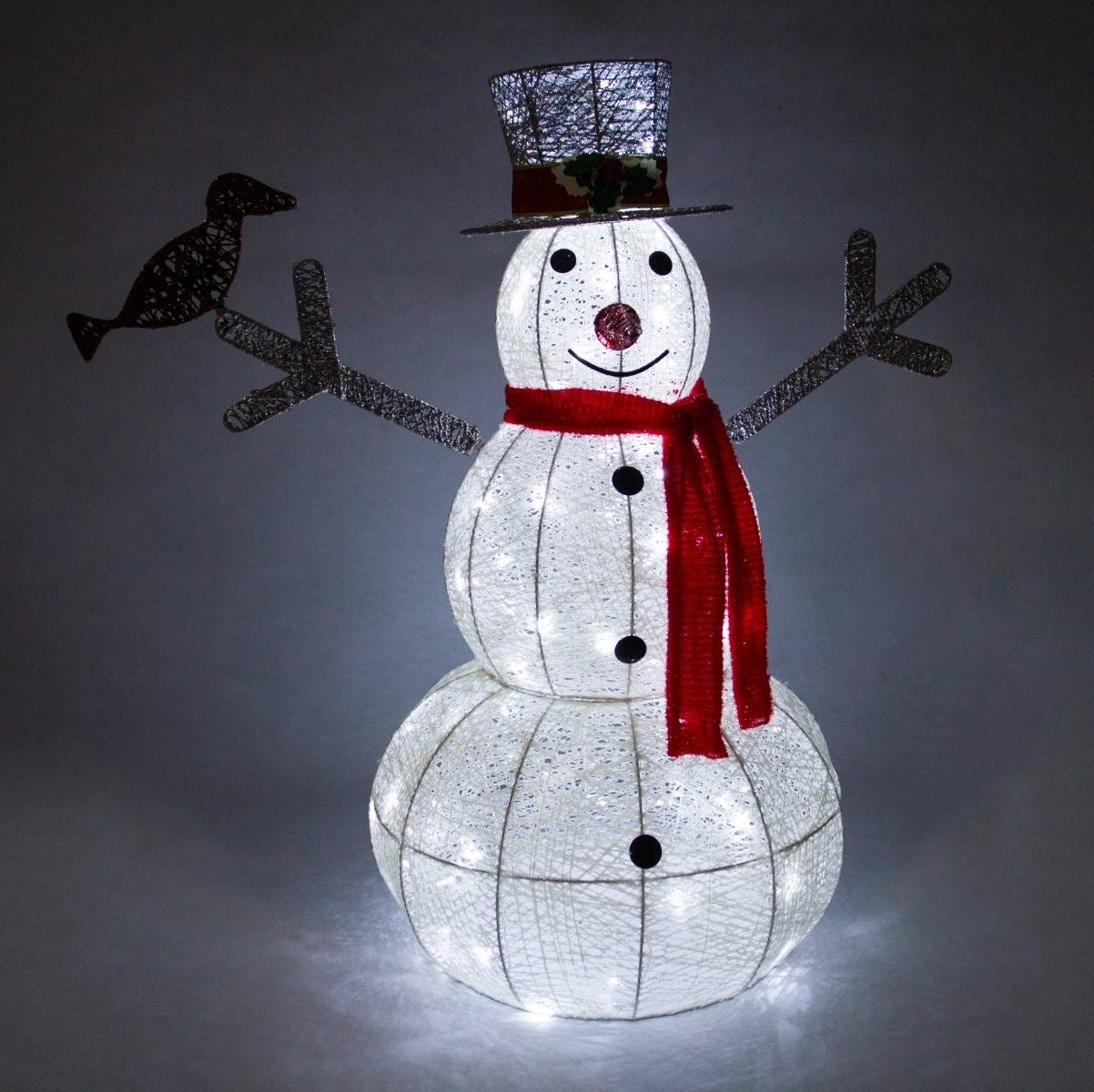 Figurine de Noël en forme de bonhomme de neige avec 100 LED Blanc