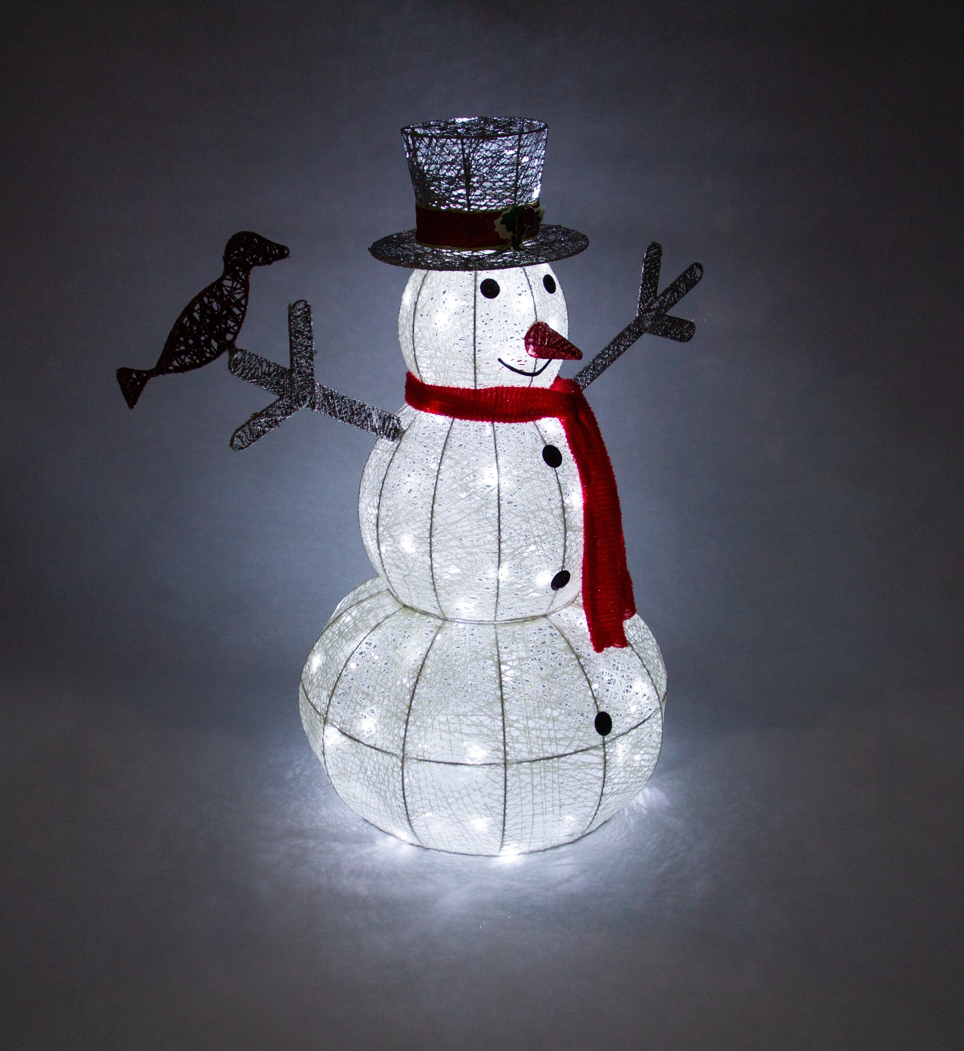 1 Pz Blue Hat Pupazzo di Neve Luminoso Decorazione di Pupazzo di Neve di Natale 20CM Funziona a Batteria a Colori che Cambia Colore Luce a LED per la Decorazione Domestica Regalo di Natale 