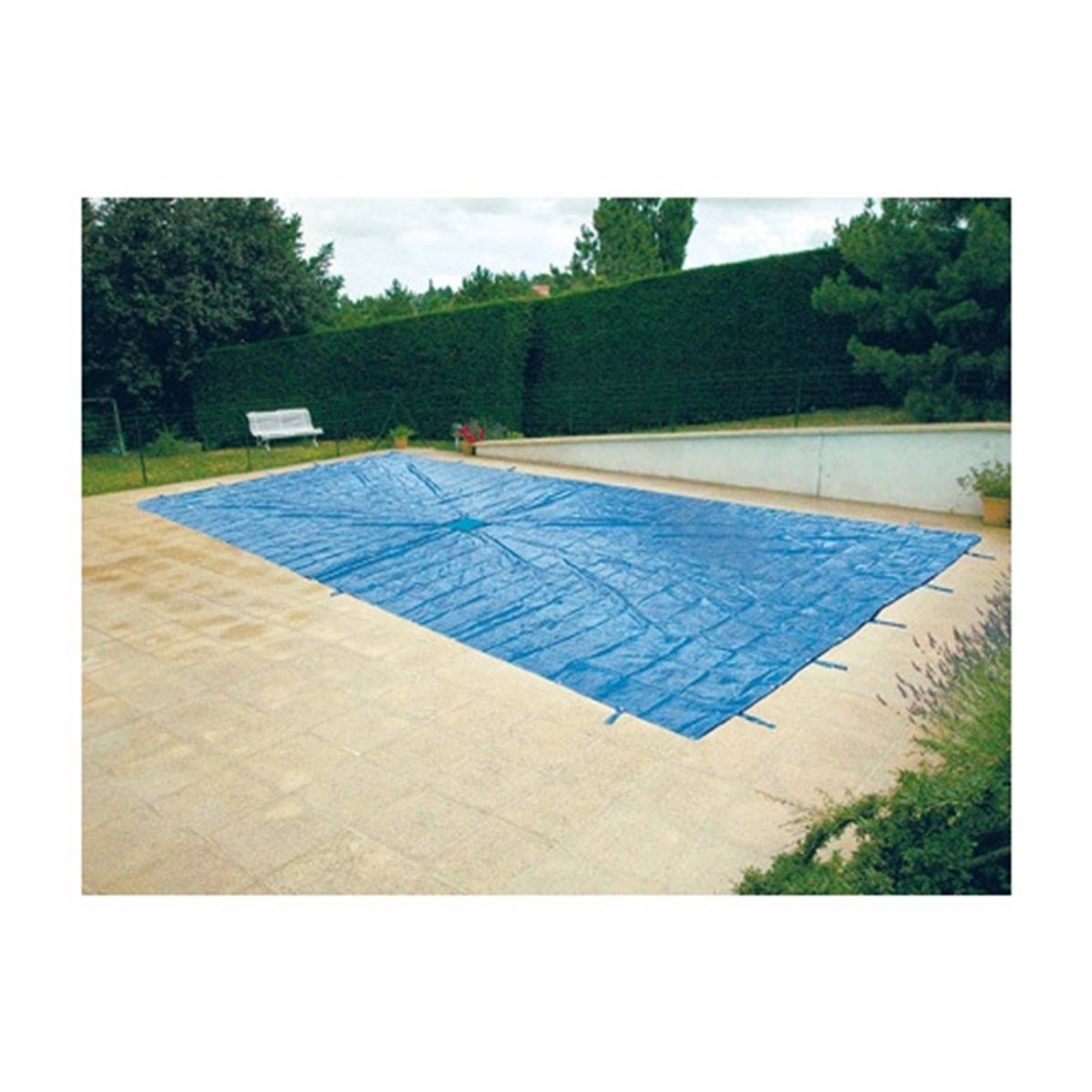 Bache de protection pour piscine enterrée 6x10 metres avec filet d