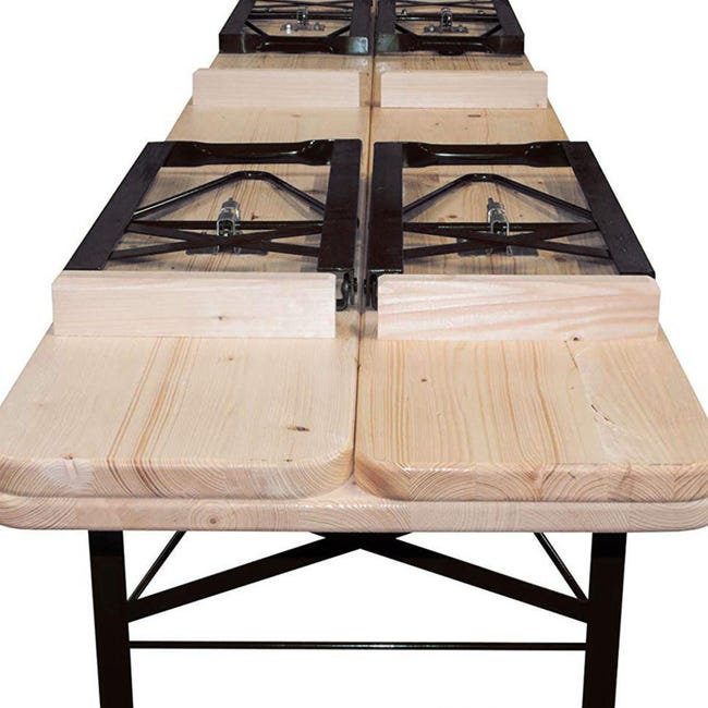 Set birreria in legno impregnato, tavolo e panche pieghevoli piedi in  metallo, per sagre e festa della birra / Pz 2 piedi di ricambio Tavolo