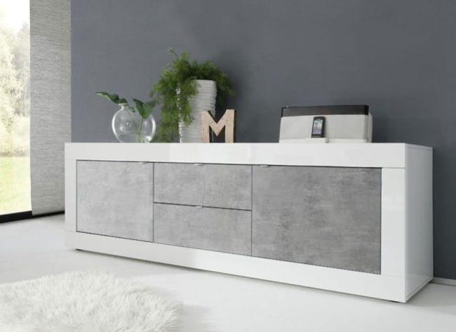 Mobile TV per sotto TV da 85 pollici, con molto spazio, moderna credenza per TV a 3 ante e 2 ripiani in vetro, mobile TV per soggiorno e sala da pranzo, colore Mobile TV per sotto TV da 85 pollici, con molto spazio, moderna credenza per TV a 3 ante e 2 ripiani in vetro, mobile TV per soggiorno e sala da pranzo, colore