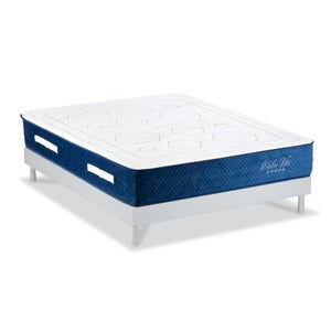 Ensemble Lit 140x200 Matelas + Sommier Maison Aubertin - Ressorts Ensachés, Mémoire De Forme 60kg/m³, Bois Massif