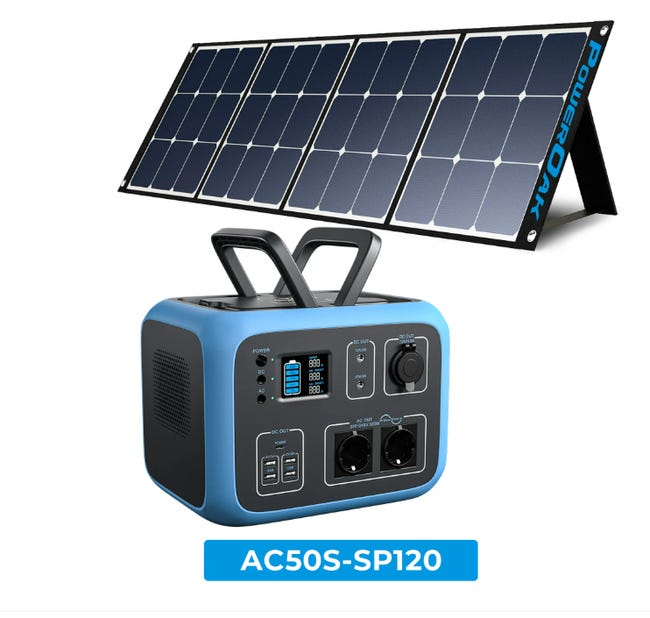 Haiku Opresor Qué BLUETTI AC50S+Panel Solar PV120 500W Estación de Energía Portátil Batería  de LiFePO4 con 2 CA de 300W puede cargar CPAP y Camping | Leroy Merlin