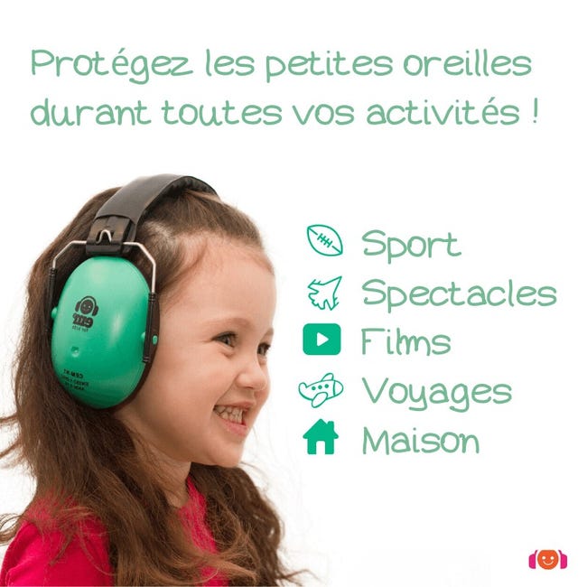 Casque Anti Bruit pour Enfant, Vert, EMS - Auriseo