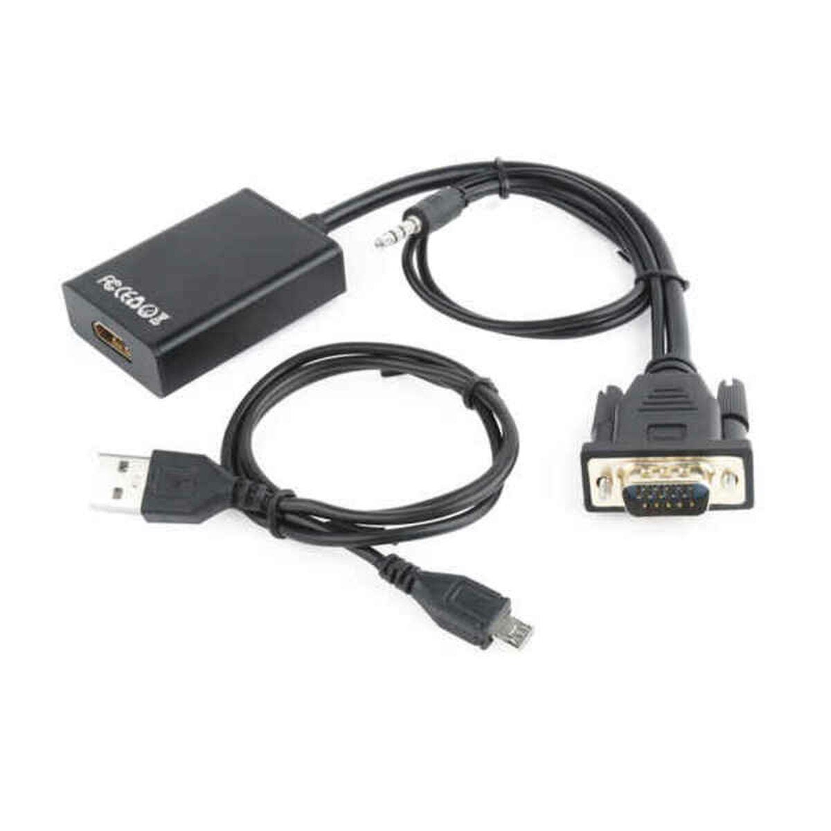 Cable adaptador HDMI a VGA + audio negro / a-HDMI-VGA-03