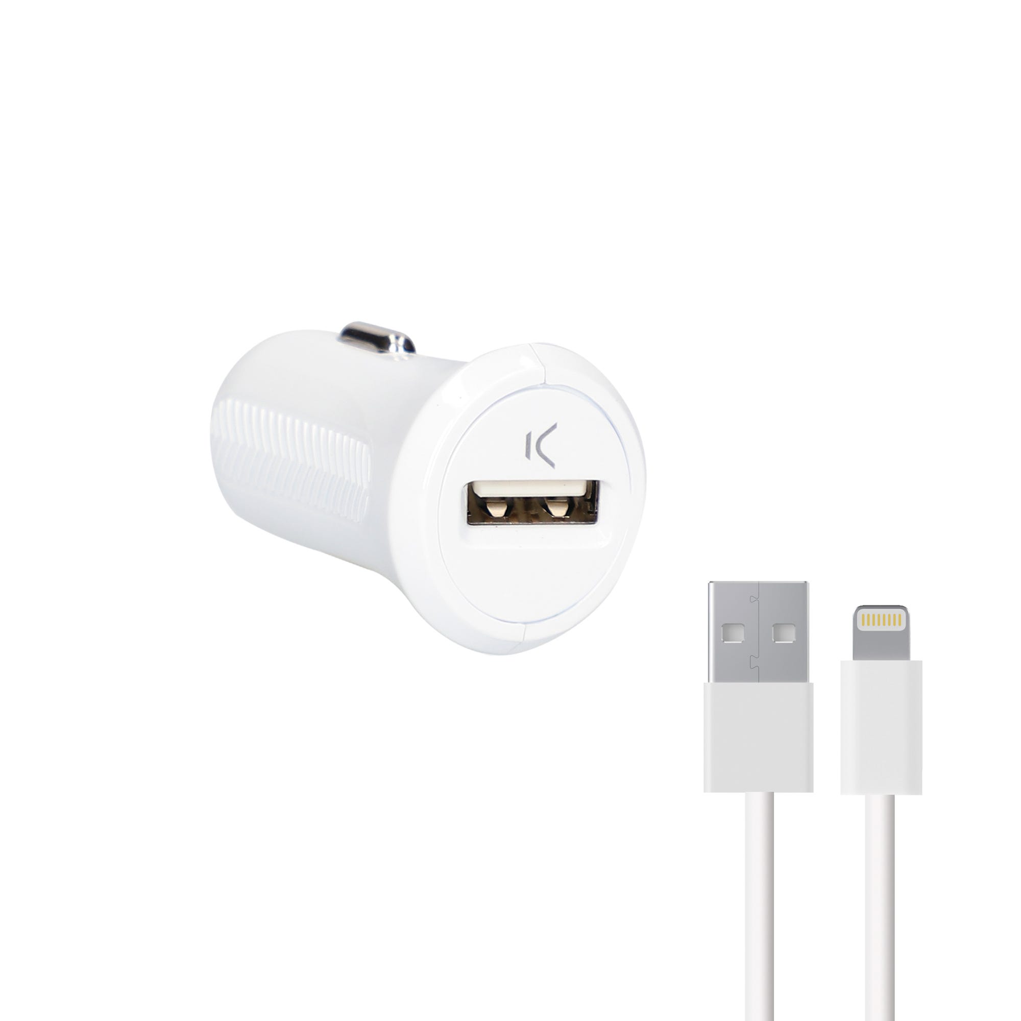 Cargador de coche Ksix, 12W, Made for iPhone + cable Lightning