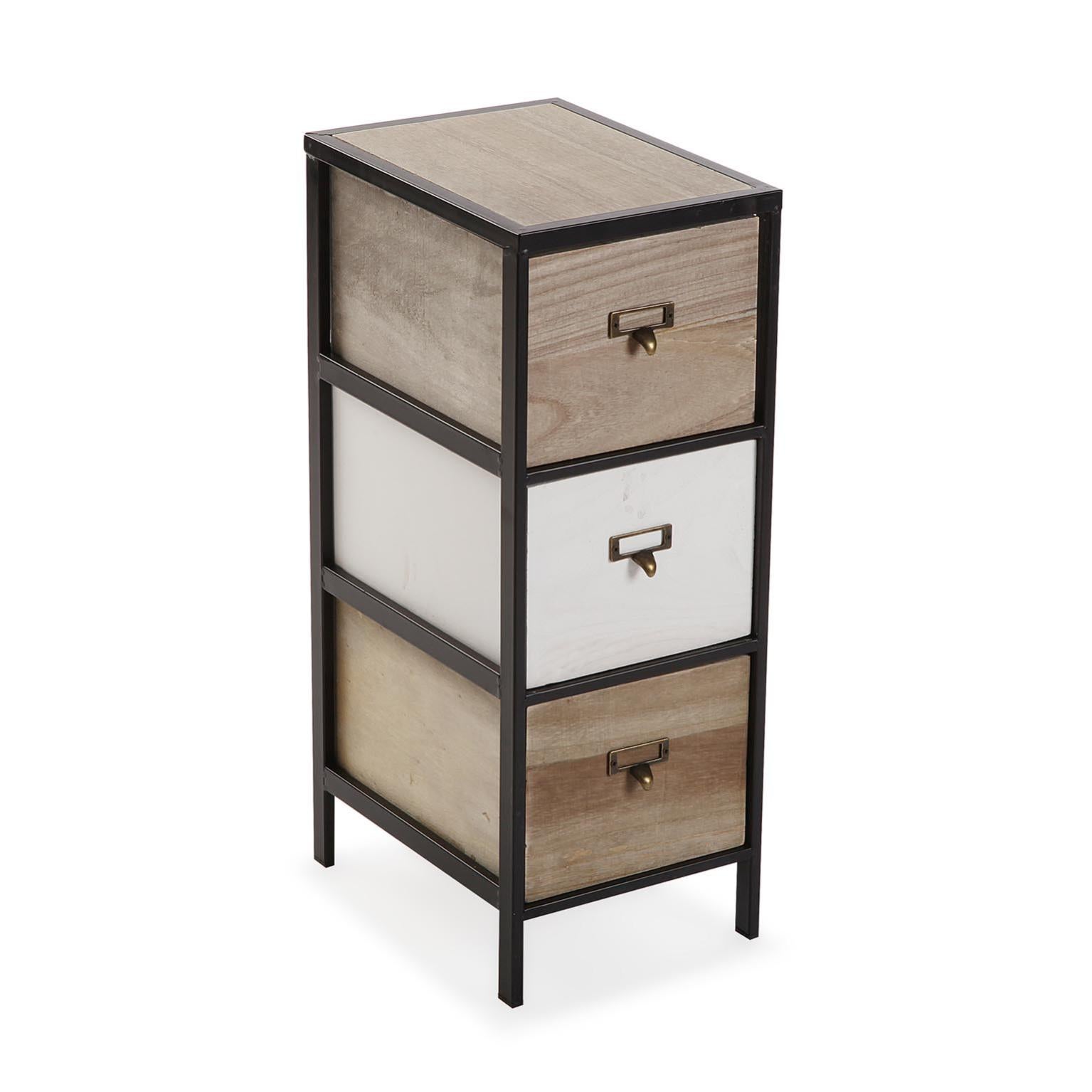 VERSA Mobile da Bagno con Cestini Stile Bagno, Misure (H x L x L) 102,0 x 35,0 x 35,0 cm, Cotone, Legno, Rattan, Colore Marrone Scuro