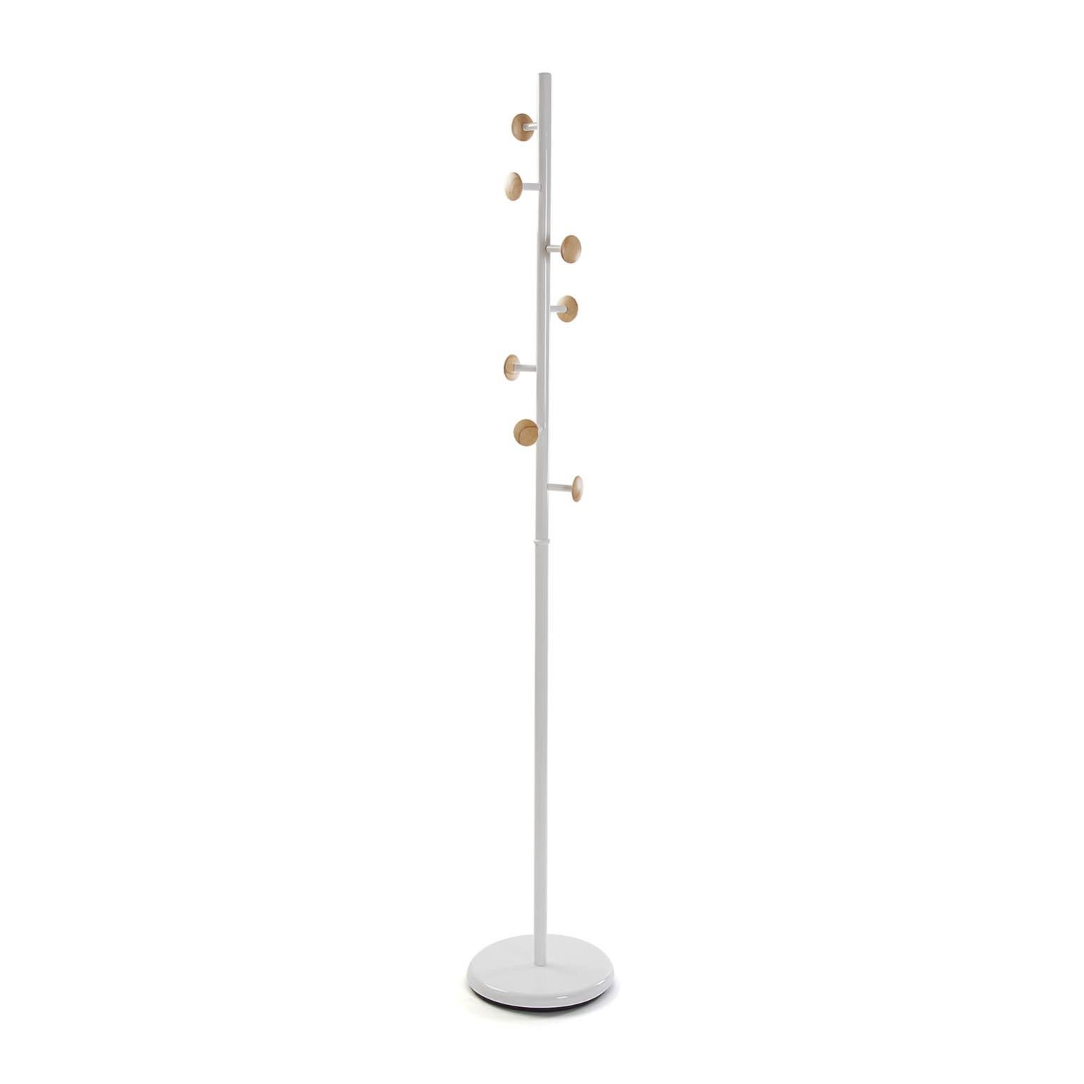 Versa Derby Minimalistische stijl kapstok, met 6 kleding- of tassenhaken of hangers voor in de gang, Afmetingen (H x B x H) 185 x 30 x 30 cm, Metaal, Kleur Red