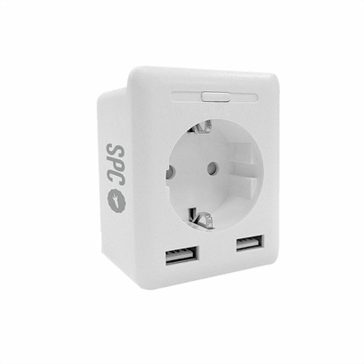 Enchufe inteligente SPC CLEVER PLUG USB con 2 entradas USB, WiFi, ahorro  energético y compatible con Alexa y Google Home - Blanco