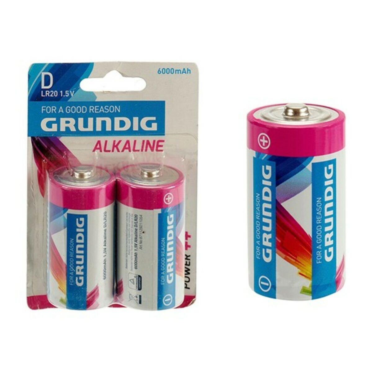 4 Batterie Grundig D Mono 1.5V POWER PLUS 4100 MAh &ndash; Zinco-carbone, Confezione Blister