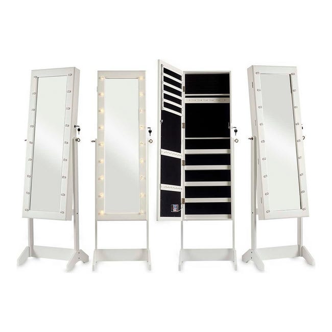 Espejo enmarcado rectangular Pie Joyero blanco 145 x 37 cm