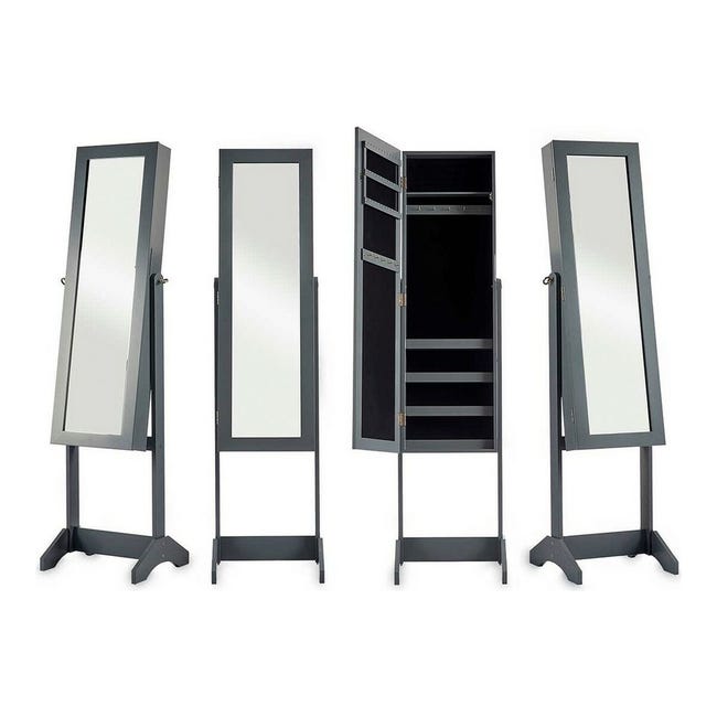 Joyero de pie con espejo 36 x 30 x 136 cm color blanco