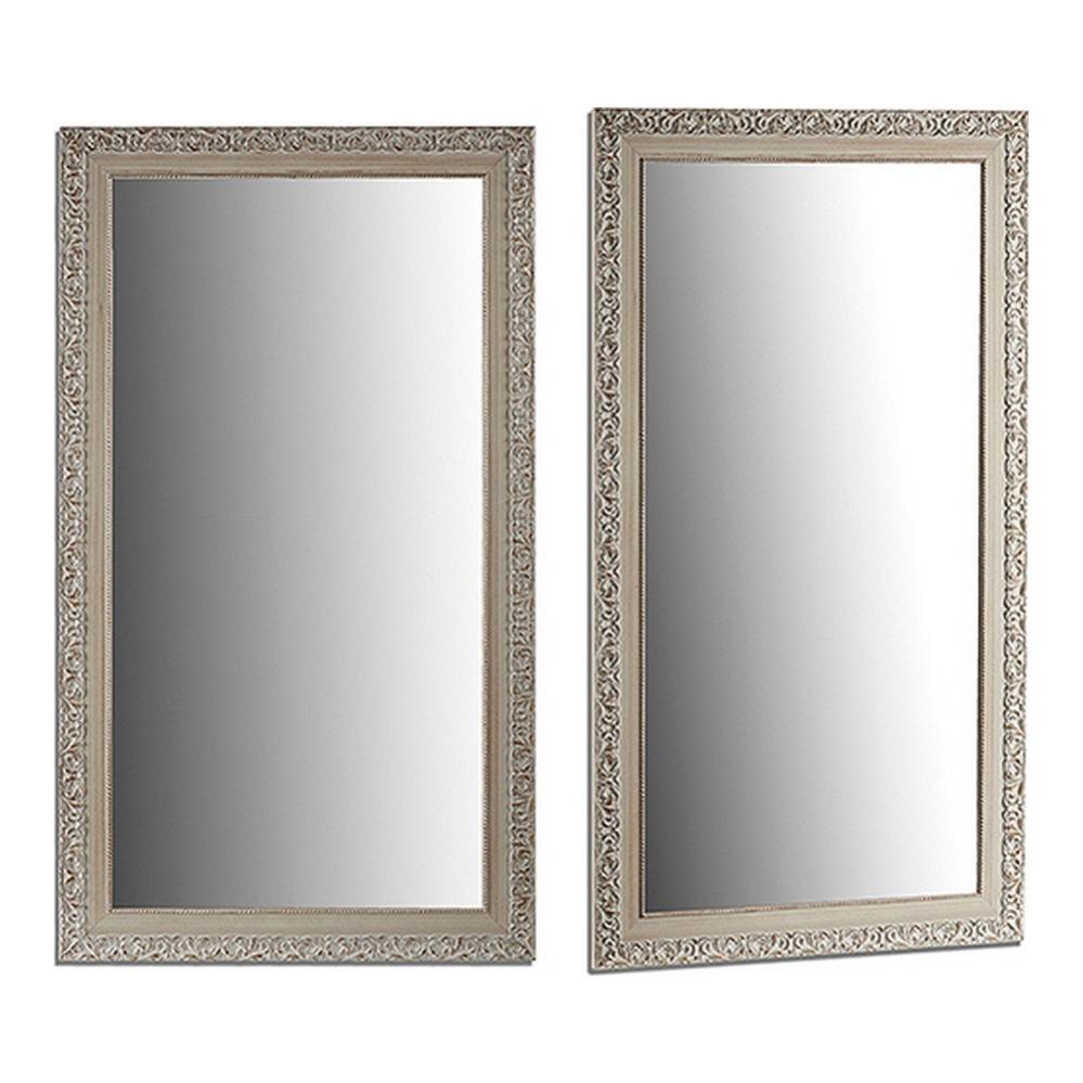 Espejo de pared madera blanco vidrio (76 x 2 x 136 cm) 8430852775047 s3609721 gift decor