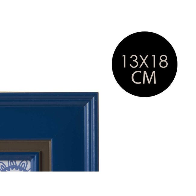 Marco de madera Perfil 26 azul 50x50 cm Vidrio artístico