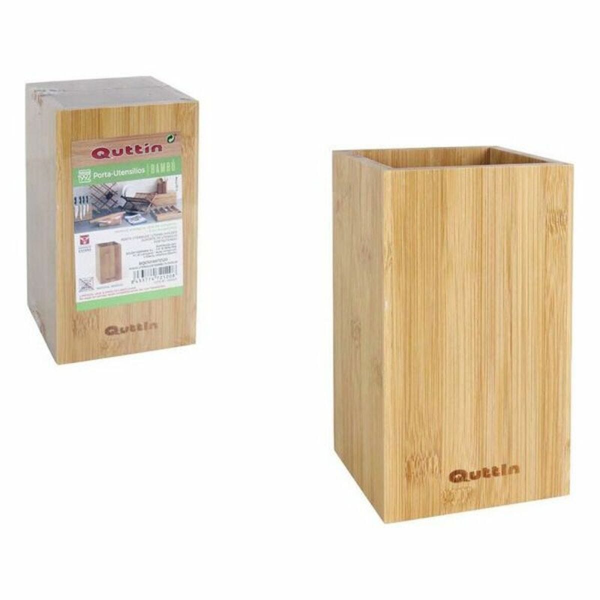Bote para Utensilios de Cocina Quttin Bambú Natural (10,5 x 10,5 x 18 cm)