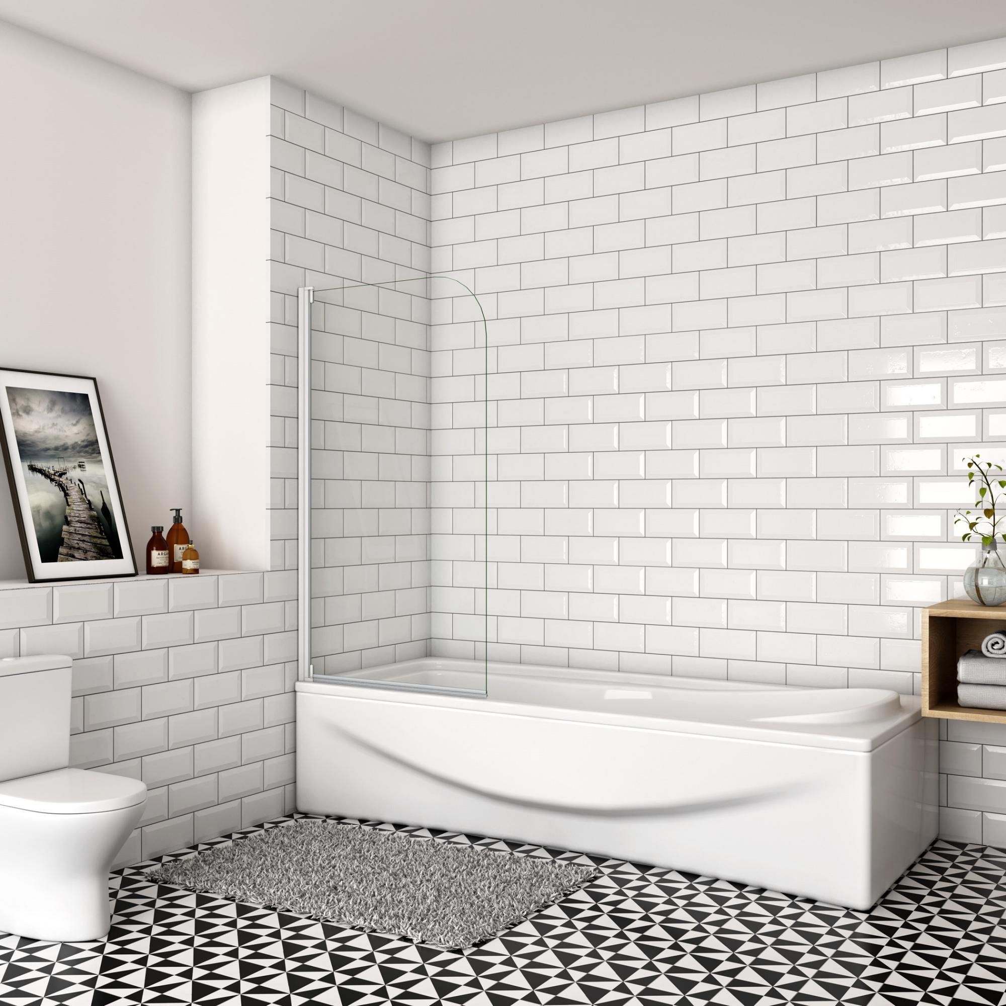 Pare-Baignoire En Verre AICA 70x130cm - Verre Anticalcaire 5mm - Fixation Gauche Ou Droite