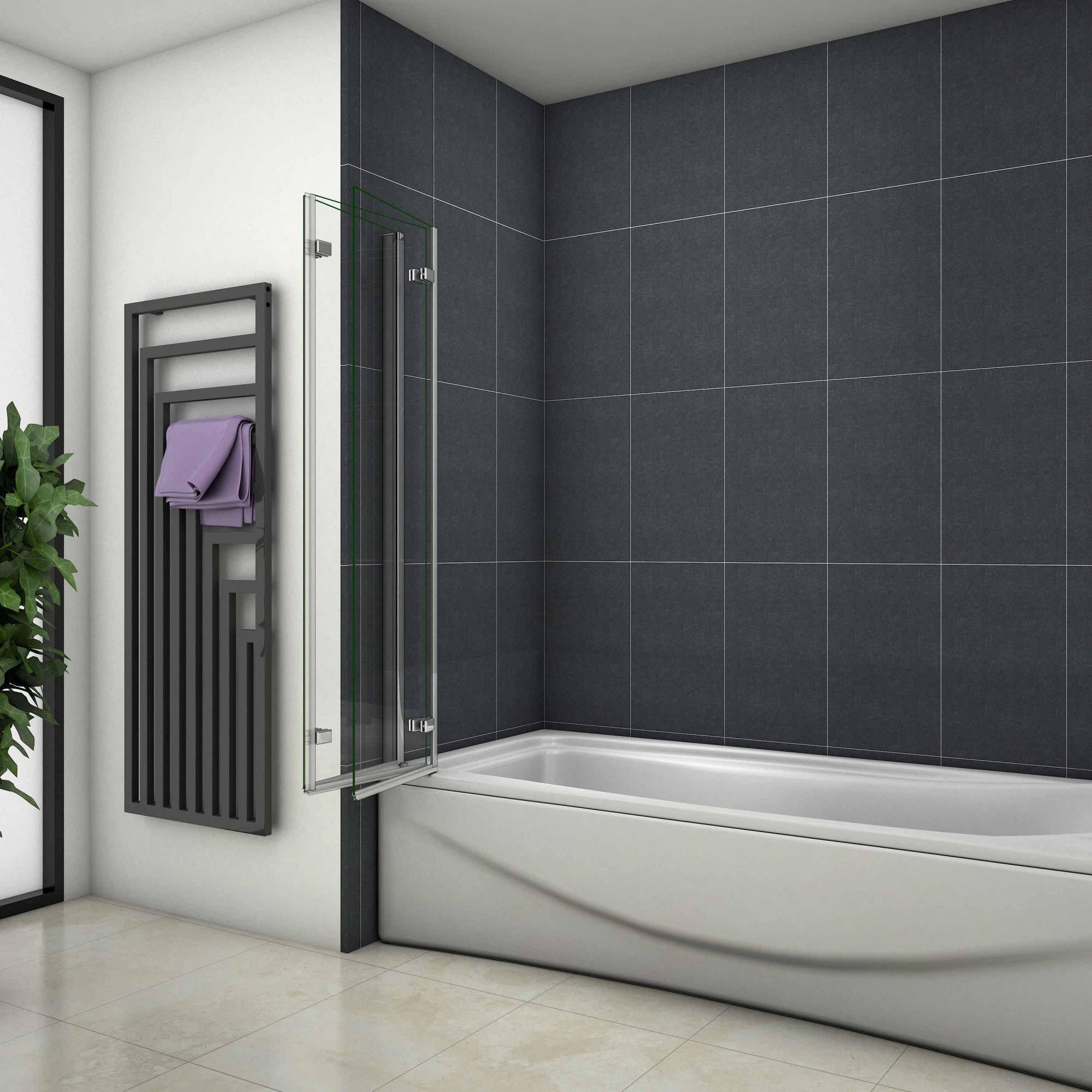 Pare-baignoire pivotant et pliant 130x140cm en verre anticalcaire écran baignoire avec 3 volets Océan - 3
