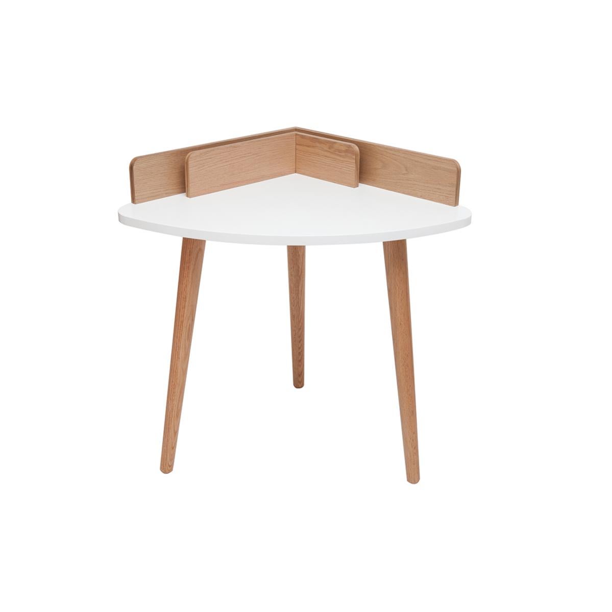 Bureau d'angle scandinave bois clair chêne et blanc L90 cm TOGARY ...