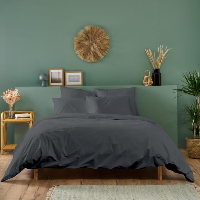 Housse De Couette En Percale De Coton Anthracite 2x240cm Bleu Calin Leroy Merlin Housse De Couette En Percale De Coton Anthracite 2x240cm Bleu Calin Leroy Merlin